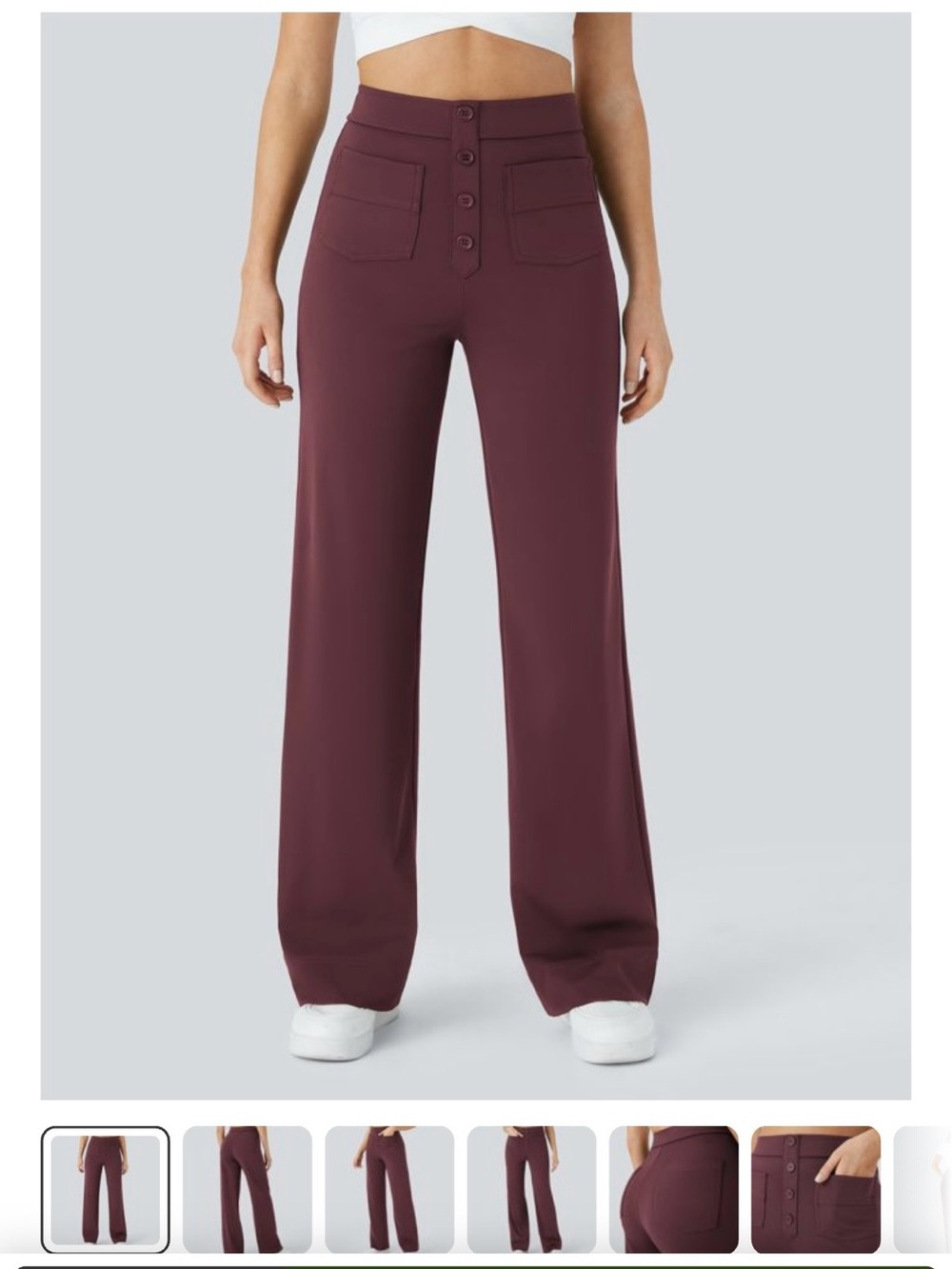 HALARA Day Stretch High-Waist Wide-Leg Pants in Deep Plum